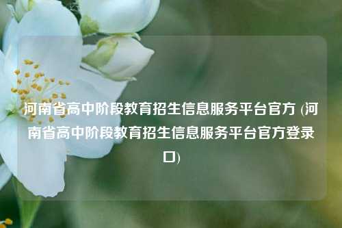 河南省高中阶段教育招生信息服务平台官方 (河南省高中阶段教育招生信息服务平台官方登录口)