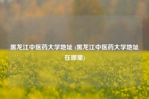 黑龙江中医药大学地址 (黑龙江中医药大学地址在哪里)