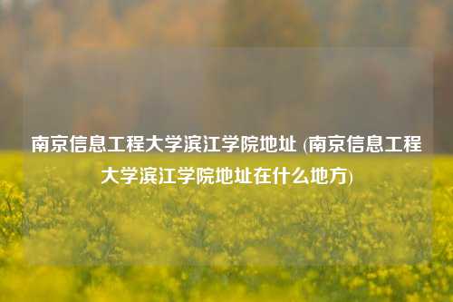 南京信息工程大学滨江学院地址 (南京信息工程大学滨江学院地址在什么地方)