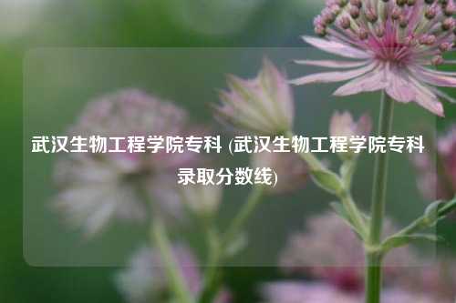 武汉生物工程学院专科 (武汉生物工程学院专科录取分数线)
