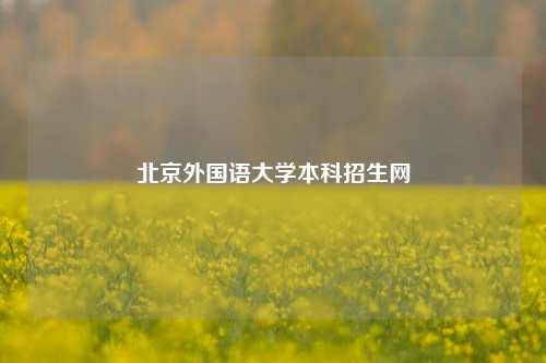 北京外国语大学本科招生网
