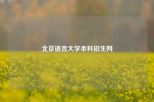 北京语言大学本科招生网