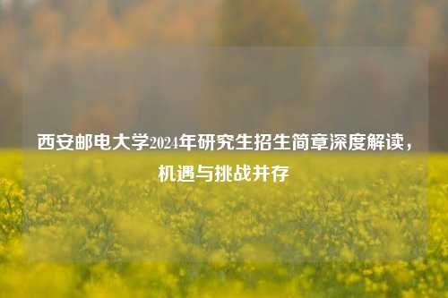 西安邮电大学2024年研究生招生简章深度解读，机遇与挑战并存