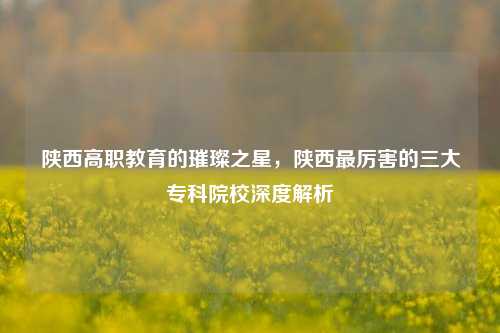 陕西高职教育的璀璨之星，陕西最厉害的三大专科院校深度解析
