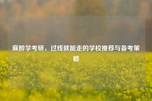麻醉学考研，过线就能走的学校推荐与备考策略