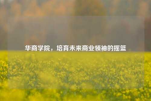 华商学院，培育未来商业领袖的摇篮