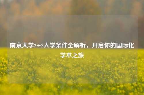 南京大学2+2入学条件全解析，开启你的国际化学术之旅