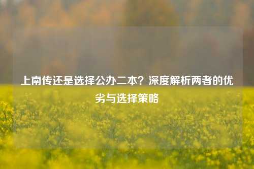 上南传还是选择公办二本？深度解析两者的优劣与选择策略