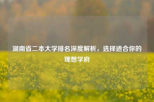 湖南省二本大学排名深度解析，选择适合你的理想学府