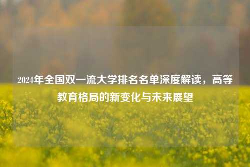 2024年全国双一流大学排名名单深度解读，高等教育格局的新变化与未来展望