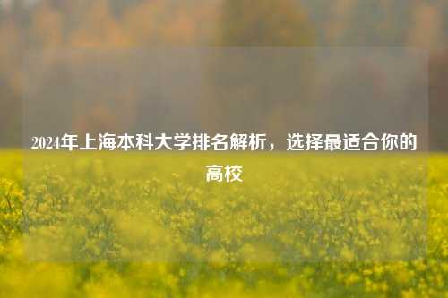 2024年上海本科大学排名解析，选择最适合你的高校