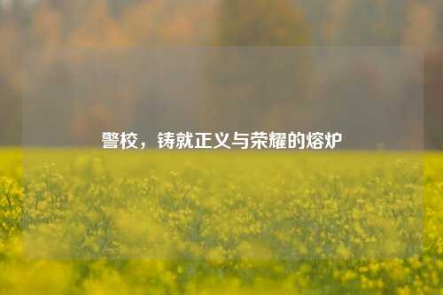 警校，铸就正义与荣耀的熔炉