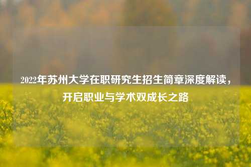 2022年苏州大学在职研究生招生简章深度解读，开启职业与学术双成长之路