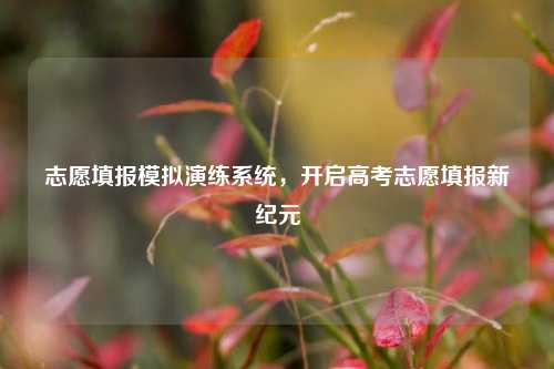 志愿填报模拟演练系统，开启高考志愿填报新纪元