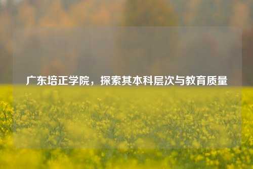 广东培正学院，探索其本科层次与教育质量