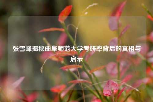 张雪峰揭秘曲阜师范大学考研率背后的真相与启示