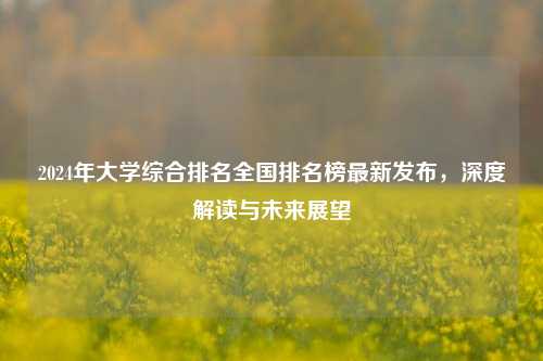 2024年大学综合排名全国排名榜最新发布，深度解读与未来展望