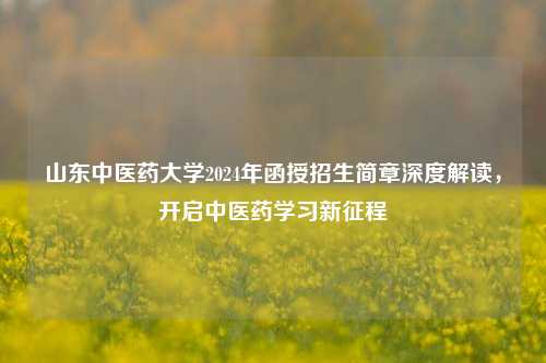 山东中医药大学2024年函授招生简章深度解读，开启中医药学习新征程