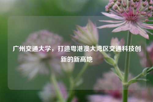 广州交通大学，打造粤港澳大湾区交通科技创新的新高地