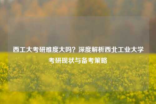 西工大考研难度大吗？深度解析西北工业大学考研现状与备考策略
