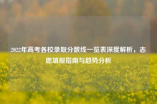 2022年高考各校录取分数线一览表深度解析，志愿填报指南与趋势分析