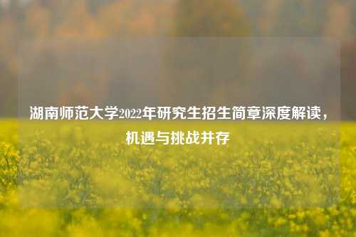 湖南师范大学2022年研究生招生简章深度解读，机遇与挑战并存