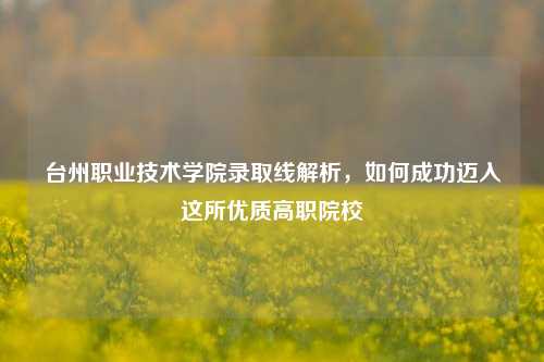 台州职业技术学院录取线解析，如何成功迈入这所优质高职院校