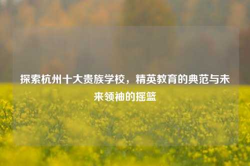 探索杭州十大贵族学校，精英教育的典范与未来领袖的摇篮