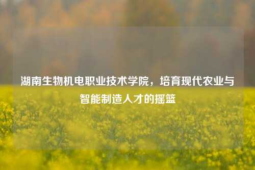 湖南生物机电职业技术学院，培育现代农业与智能制造人才的摇篮