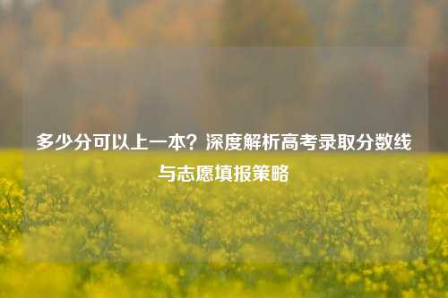 多少分可以上一本？深度解析高考录取分数线与志愿填报策略