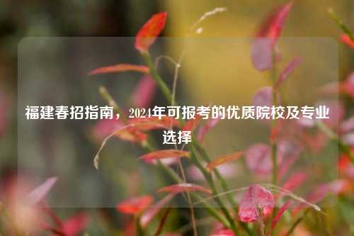 福建春招指南，2024年可报考的优质院校及专业选择