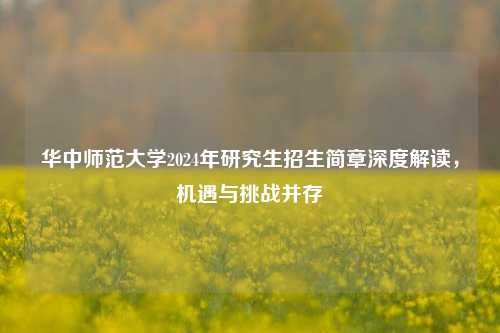 华中师范大学2024年研究生招生简章深度解读，机遇与挑战并存