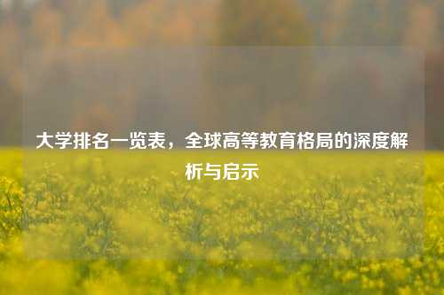 大学排名一览表，全球高等教育格局的深度解析与启示