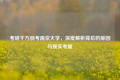 考研千万别考南京大学，深度解析背后的原因与现实考量