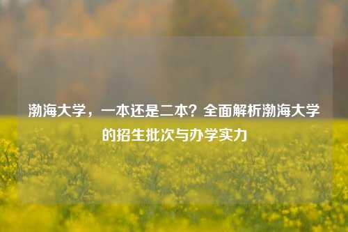 渤海大学，一本还是二本？全面解析渤海大学的招生批次与办学实力