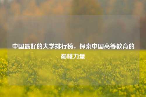 中国最好的大学排行榜，探索中国高等教育的巅峰力量