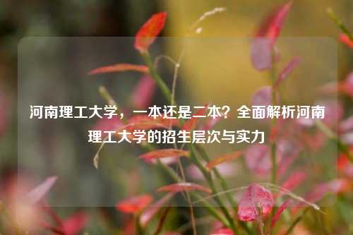 河南理工大学，一本还是二本？全面解析河南理工大学的招生层次与实力