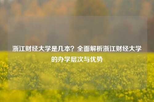 浙江财经大学是几本？全面解析浙江财经大学的办学层次与优势