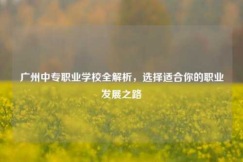 广州中专职业学校全解析，选择适合你的职业发展之路