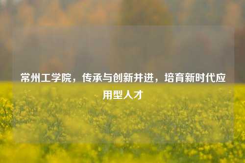 常州工学院，传承与创新并进，培育新时代应用型人才