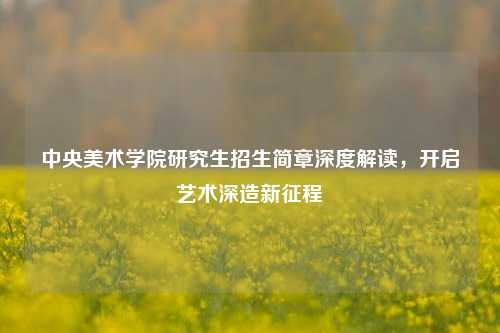 中央美术学院研究生招生简章深度解读，开启艺术深造新征程