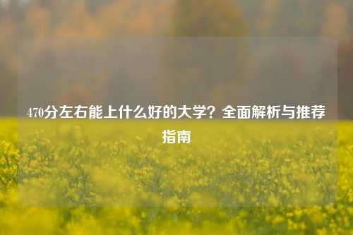 470分左右能上什么好的大学？全面解析与推荐指南