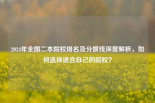 2024年全国二本院校排名及分数线深度解析，如何选择适合自己的院校？