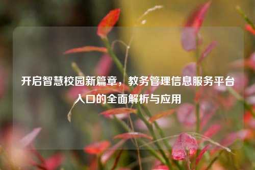 开启智慧校园新篇章，教务管理信息服务平台入口的全面解析与应用