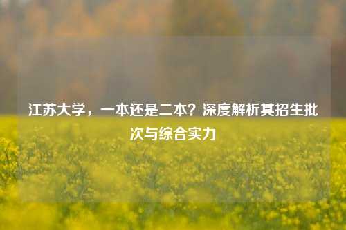 江苏大学，一本还是二本？深度解析其招生批次与综合实力