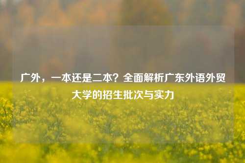广外，一本还是二本？全面解析广东外语外贸大学的招生批次与实力