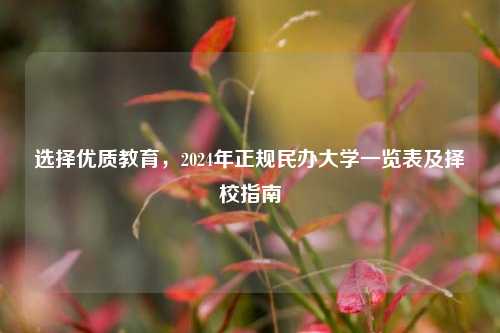 选择优质教育，2024年正规民办大学一览表及择校指南