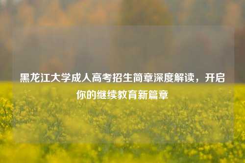 黑龙江大学成人高考招生简章深度解读，开启你的继续教育新篇章