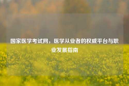 国家医学考试网,医学从业者的权威平台与职业发展指南