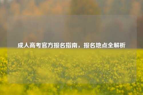 成人高考官方报名指南，报名地点全解析